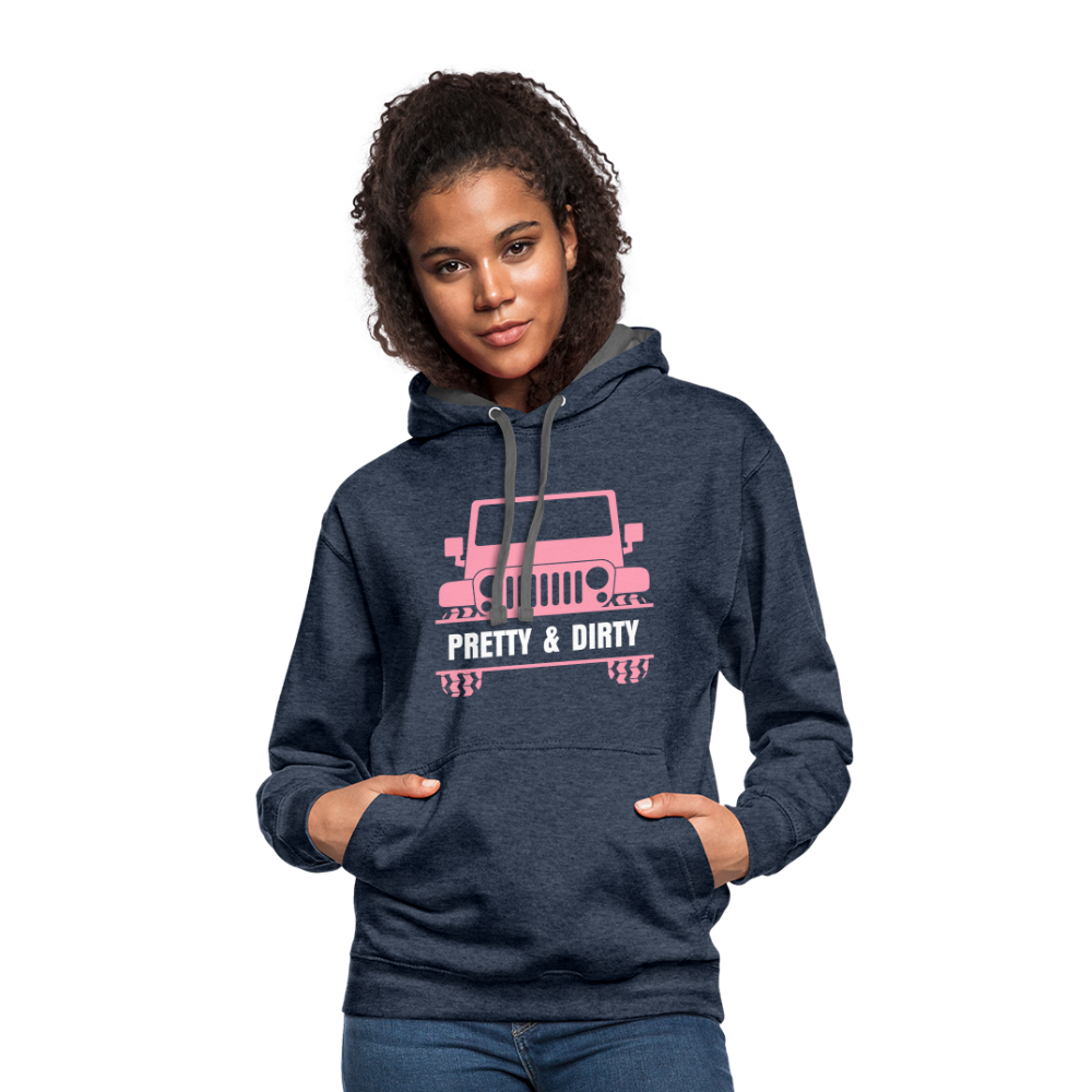 PGJS Dirty & Pretty Two toned unisex Hoodie - indigo heather/asphalt