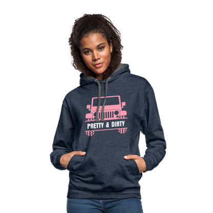 PGJS Dirty & Pretty Two toned unisex Hoodie - indigo heather/asphalt