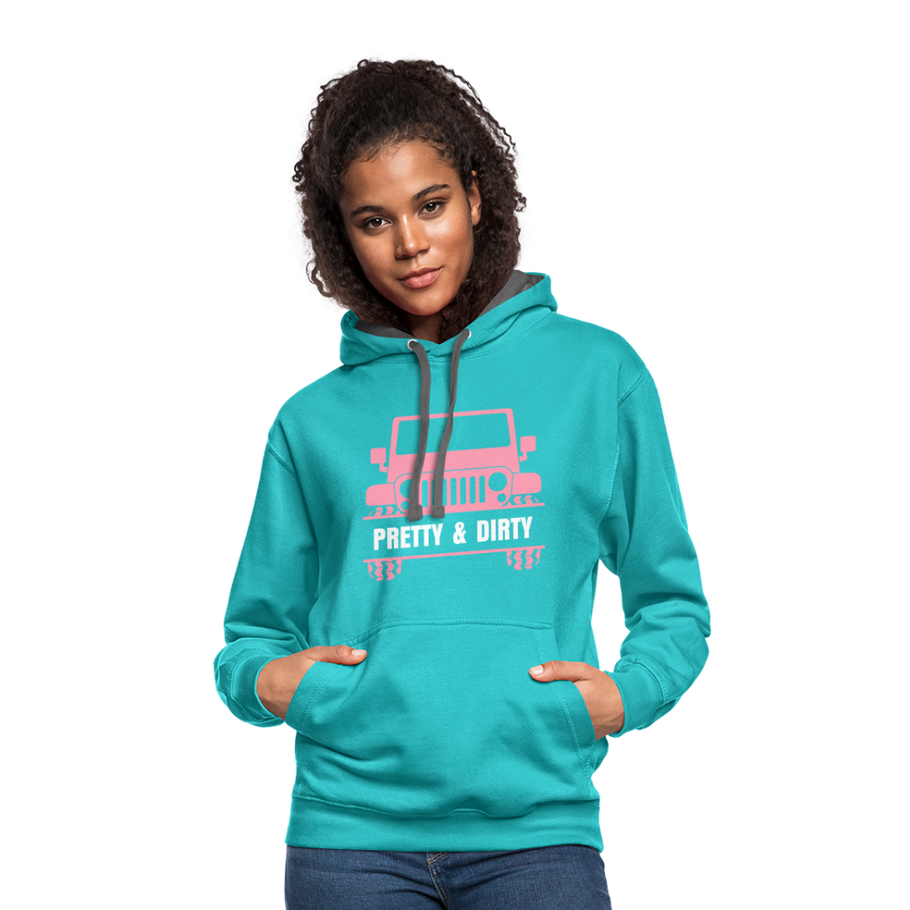 PGJS Dirty & Pretty Two toned unisex Hoodie - scuba blue/asphalt